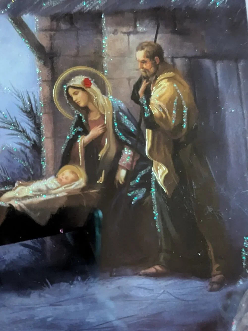 NWT 16 Nativity Glitter Christmas Cards Paper Magic Sealed Box Christian Holiday
